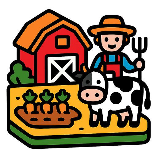 mini farm tile.
In-Game asset.  2d.  High contrast.  No shadows