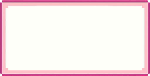 Diseña exclusivamente un cuadro de diálogo de color blanco de 2048 x 684 píxeles y esquinas en ángulo recto, evocando la estética romántica y juvenil de una novela ligera escolar, todo en estilo pixel art. No debe incluir ninguna otra funcionalidad. Detrás hay un fondo de color verde croma.