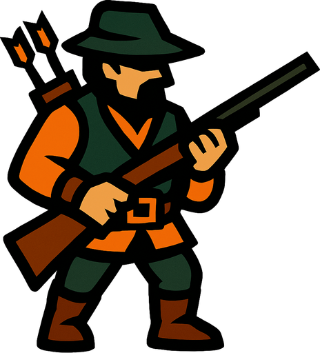 Hunter.
In-Game asset.  2d.  High contrast.  No shadows