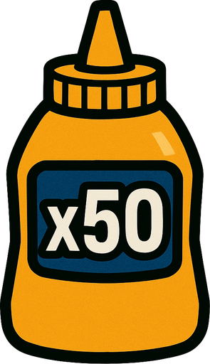 Mustard Bottle, label is x50.
In-Game asset.  2d.  High contrast.  No shadows