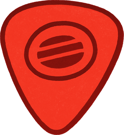 Kırmızı pastel renk gitar çalma aksesuarı.
In-Game asset.  2d.  High contrast.  No shadows