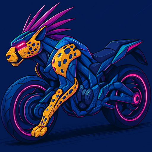 cyberpunk American anime koraidon Miraidon-esque motorcycle animal futuristic cheetah-meets-motorcycle