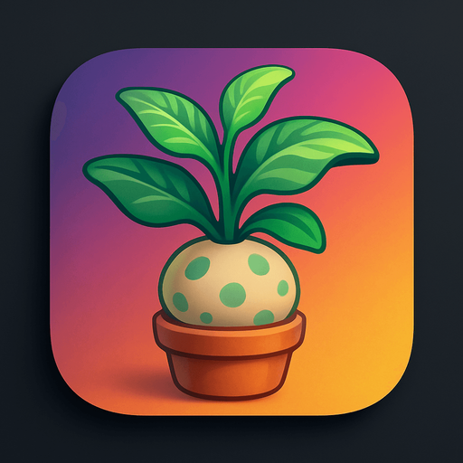 Modern App Store icon, high definition, square with rounded corners, for a game titled "Plant Creator Studio" and with the description "Create unique plants by mixing and matching different tops and bottoms in this creative sandbox game.". No text on icon!