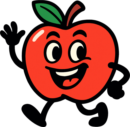 manzana animada.
In-Game asset.  2d.  High contrast.  No shadows