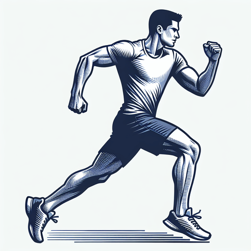 Person man running.
Single Game Texture.  In-Game asset.  2d.  Blank background.  High contrast.  No shadows