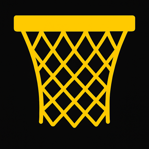 Make me a 2d basketball hoop net in yellow color.
In-Game asset.  2d.  High contrast.  No shadows
