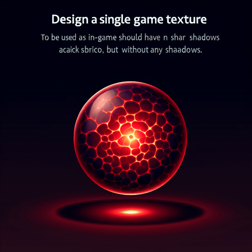 Single Game Texture. In-Game asset. 2d. A ball of red plasma No shadows..
Single Game Texture. In-Game asset. 2d. Blank background. High contrast. No shadows.