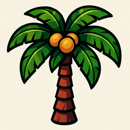 Palm tree.
In-Game asset.  2d.  High contrast.  No shadows