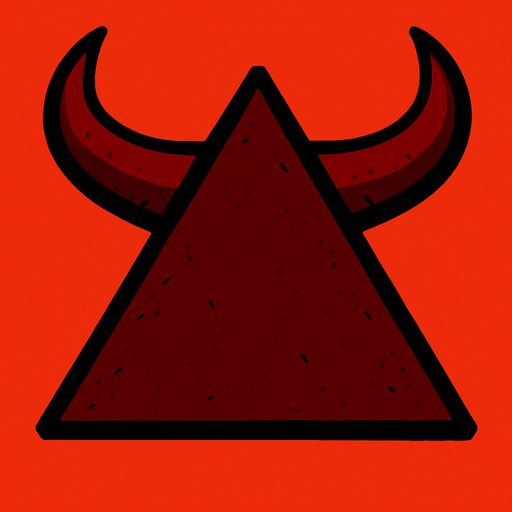 un triangolo rojo oscuro con cuernos.
In-Game asset.  2d.  High contrast.  No shadows