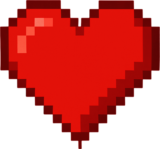 an 16bit 20x40 red heart.
In-Game asset.  2d.  High contrast.  No shadows