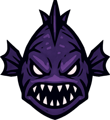a purple evil fish seen from top to bottom.
In-Game asset.  2d.  High contrast.  No shadows