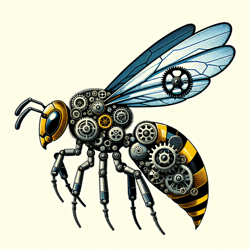 A mechanical wasp.
Single Game Texture. In-Game asset. 2d. Blank background. High contrast. No shadows.