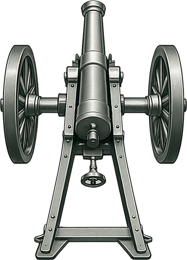 military, cannon, top view, realistic silver color
In-Game asset.  2d.  High contrast.  No shadows