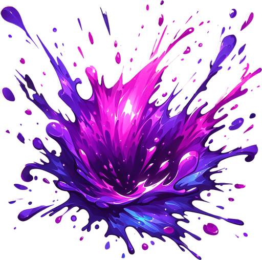 purple damage splash.
Single Game Texture. In-Game asset. 2d. Blank background. High contrast. No shadows.