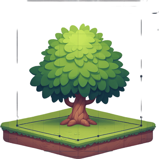 Tree Single Game Texture. In-Game asset. 2d. Blank background. High contrast. No shadows.
