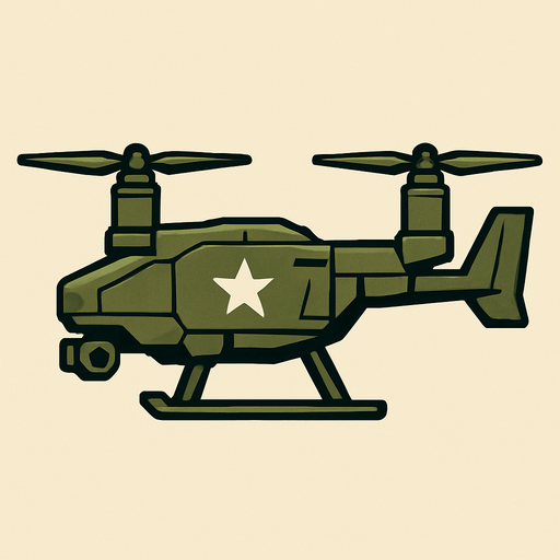 Military quadcopter side view
In-Game asset.  2d.  High contrast.  No shadows