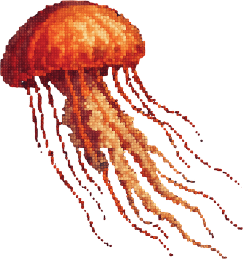 realistic pixel horizontal jellyfish.
In-Game asset.  2d.  High contrast.  No shadows