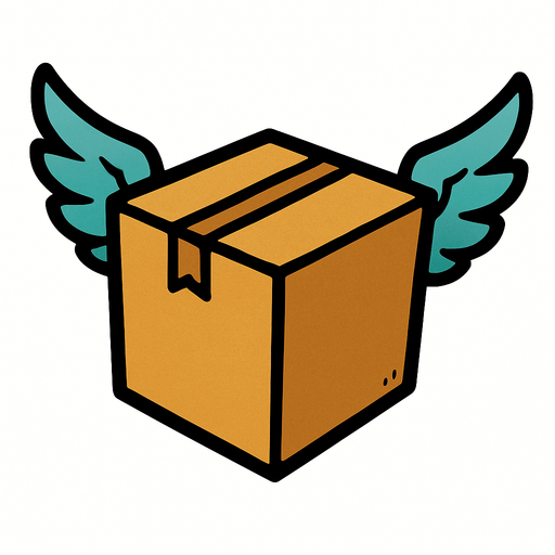 Caja con alas.
In-Game asset.  2d.  High contrast.  No shadows