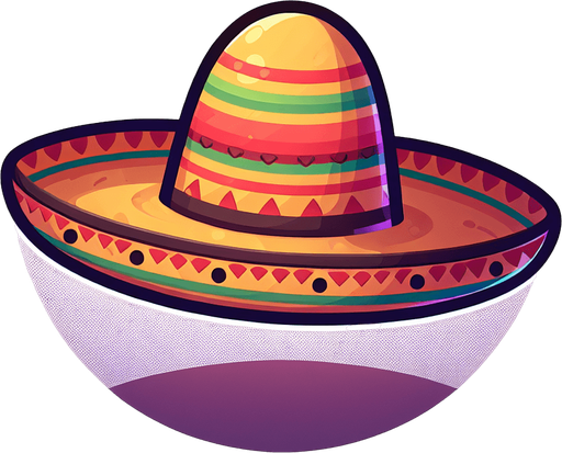 A sombrero. Side profile. Cartoon..
Single Game Texture.  In-Game asset.  2d.  Blank background.  High contrast.  No shadows