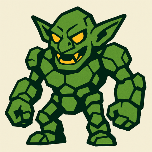 golem goblin.
In-Game asset.  2d.  High contrast.  No shadows