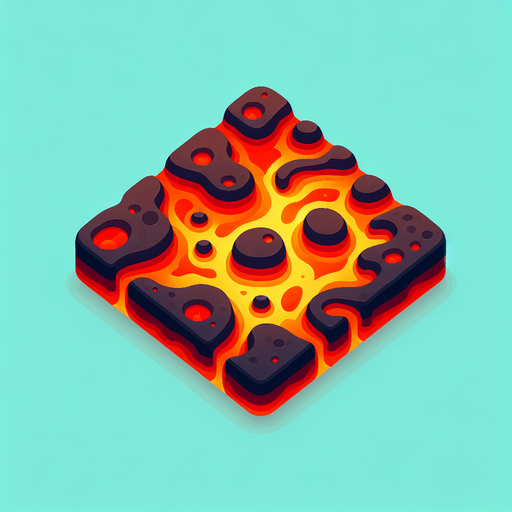 Лава мультяшная вид сверху плоская.
Single Game Texture. In-Game asset. Blank background. High contrast. No shadows.