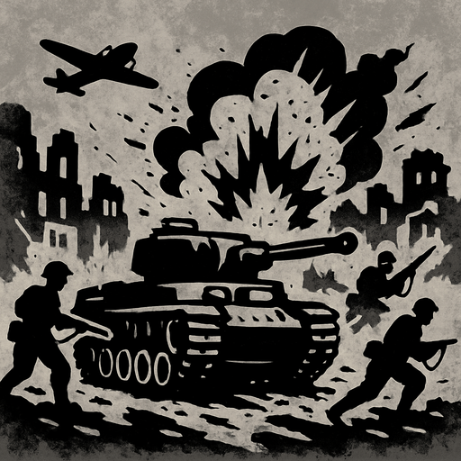 World War II chaotic background, grey
In-Game asset.  2d.  High contrast.  No shadows