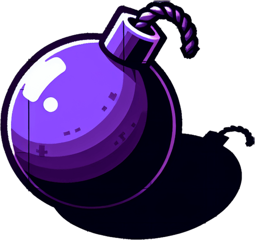 Purple bomb

Single Game Texture. In-Game asset. 2d. Blank background. High contrast. No shadows.