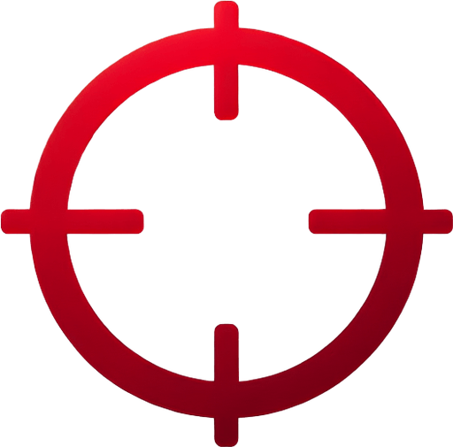 red gaming reticle. Minimal.
Single Game Texture.  In-Game asset.  2d.  Blank background.  High contrast.  No shadows