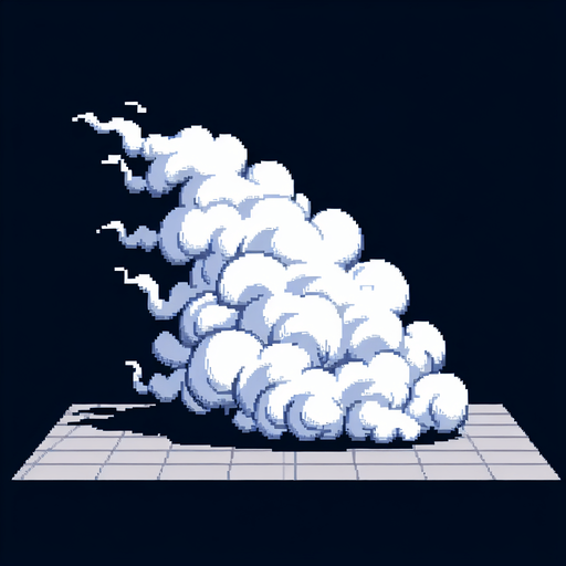 snes white smoke vfx.
Single Game Texture.  In-Game asset.  2d.  Blank background.  High contrast.  No shadows