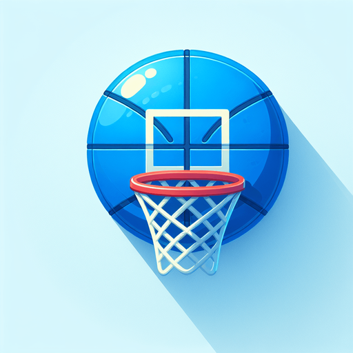 Blue Basketball Hoop.
Single Game Texture. In-Game asset. 2d. Blank background. High contrast. No shadows.