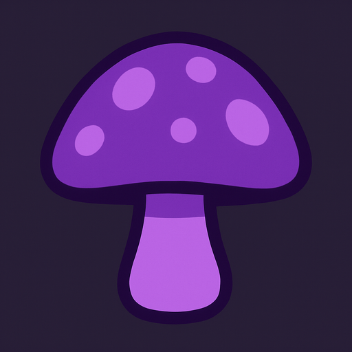Purple mushroom.
In-Game asset.  2d.  High contrast.  No shadows. Very simple