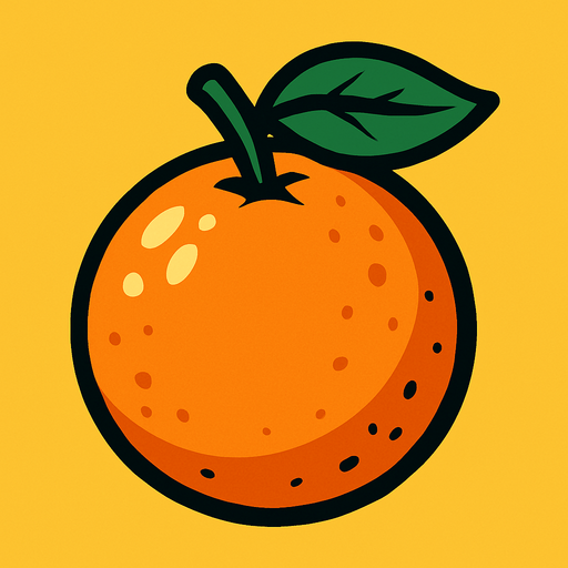 an orange.
In-Game asset.  2d.  High contrast.  No shadows