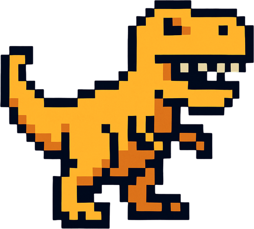 T rex pixel.
In-Game asset.  2d.  High contrast.  No shadows