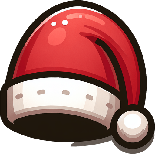 a christmas hat. plastic style. Single Game Texture. In-Game asset. 2d. Blank background. High contrast. No shadows.