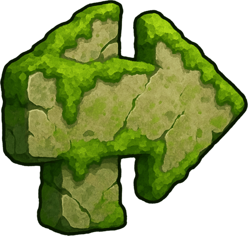 The arrow indicator could have a more authentic look—for example, a stone texture covered with moss, with slightly faded colors..
In-Game asset.  2d.  High contrast.  No shadows