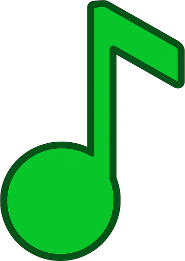 2D yesil renkte golgesiz re notasini yap.
In-Game asset.  2d.  High contrast.  No shadows