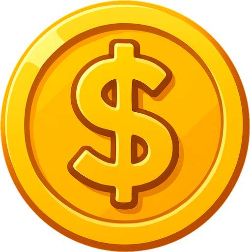 Dolar Simgeli Altın.
In-Game asset.  2d.  High contrast.  No shadows