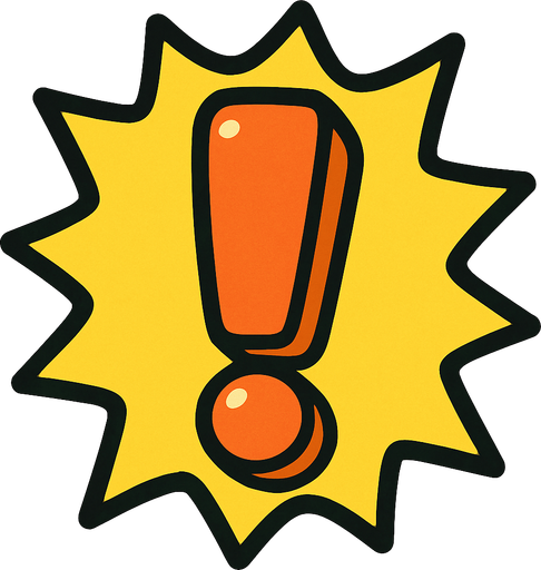 exclamantation.
In-Game asset.  2d.  High contrast.  No shadows