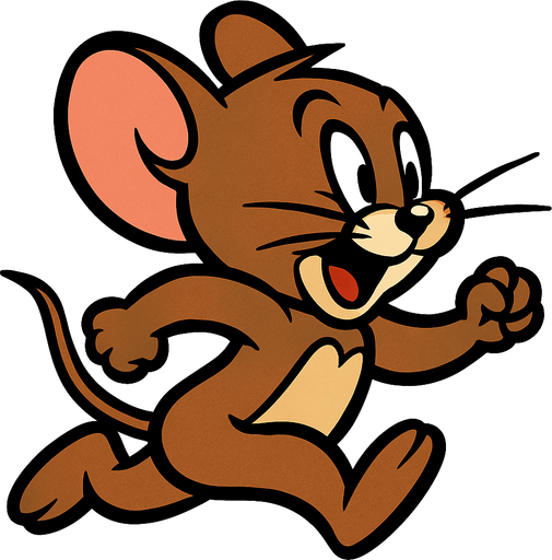 çizgi filmdeki fare jerry kaçıyor.
In-Game asset.  2d.  High contrast.  No shadows