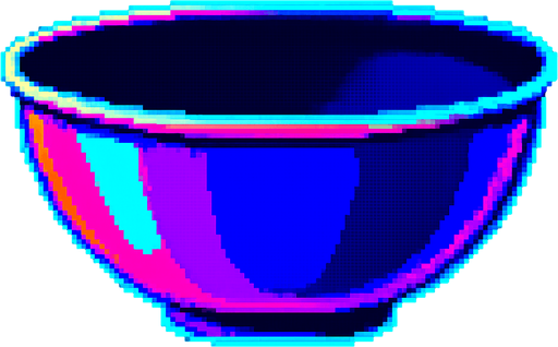 A large kitchen mixing bowl. Side view.