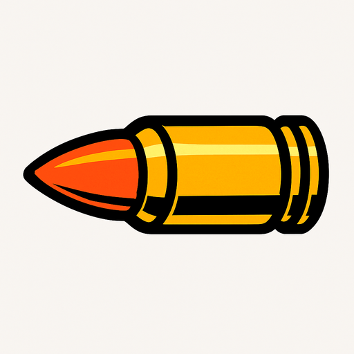 a bullet.
In-Game asset.  2d.  High contrast.  No shadows