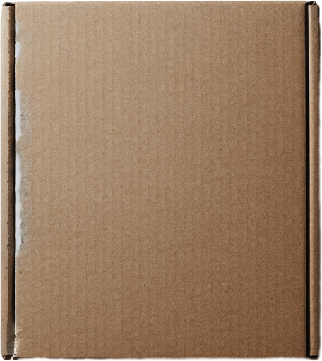 brown paper box, top view.