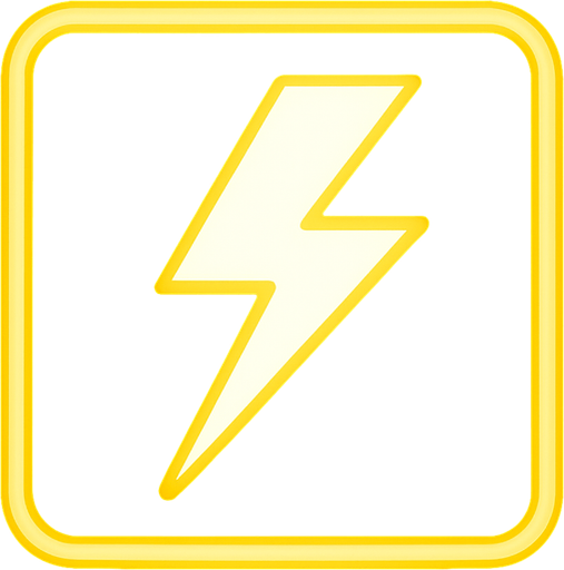 white lightning but in a yellow neon frame.
In-Game asset.  2d.  High contrast.  No shadows