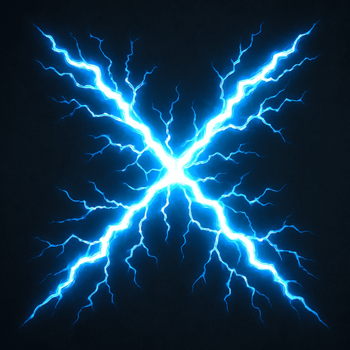 X shape electricity.
In-Game asset.  2d.  High contrast.  No shadows