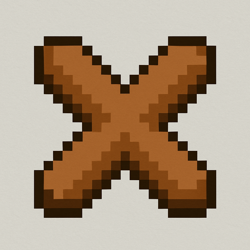 2d pixel art high quality, brown X.
In-Game asset.  2d.  High contrast.  No shadows