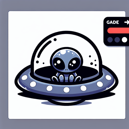 A small curious alien in a ufo..
Single Game Texture. In-Game asset. 2d. Blank background. High contrast. No shadows.