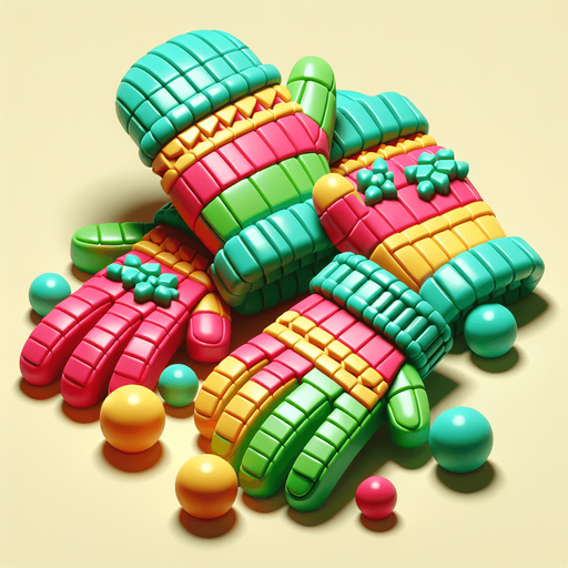 a christmas gloves. plastic style. Single Game Texture. In-Game asset. 2d. Blank background. High contrast. No shadows.