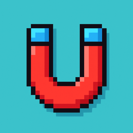 pixel art 2D magnet.
In-Game asset.  2d.  High contrast.  No shadows