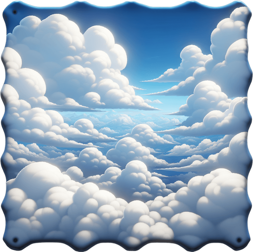 Clouds from overhead. 
Single Game Texture. In-Game asset. 2d. Blank background. High contrast. No shadows.