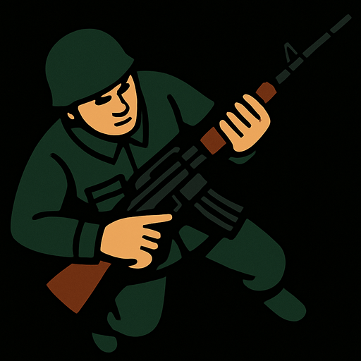 Make it view from sky and change color of rifle to black and brown